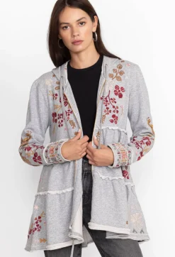 Johnny Was Zuzu Tiered Hoodie Light Heather